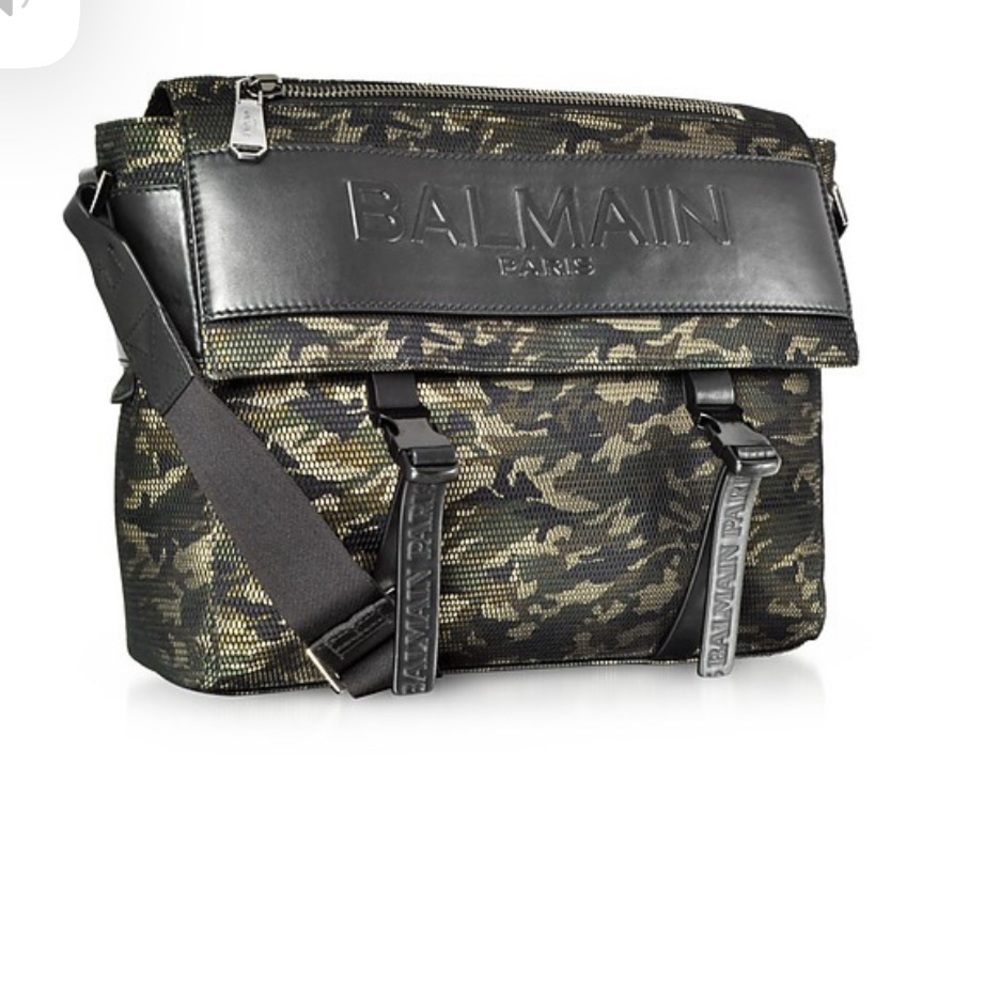 Balmain Military Green Camo Messenger Bag NWT